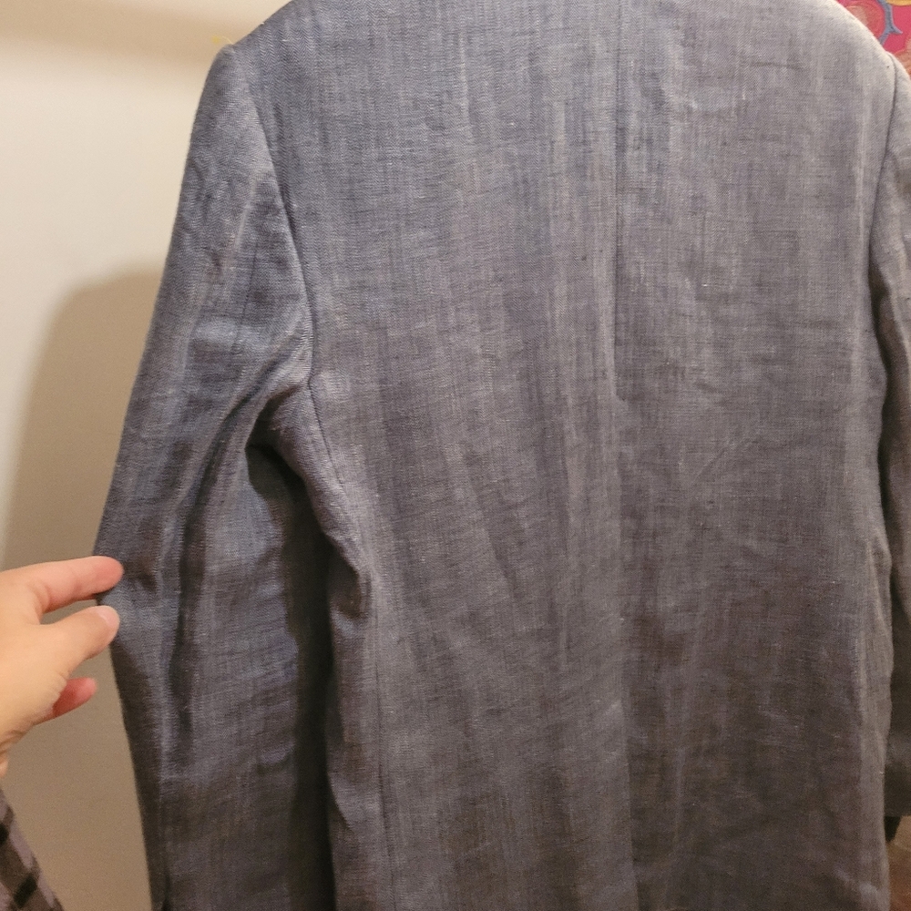 Oche Boutique Men's 40R Blue 100% Linen Tailor Hand Made Lined Blazer - Picture 4 of 16